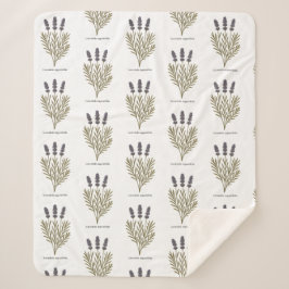 Cobertor Sherpa Ilustração de Flor de Lavanda Vintage