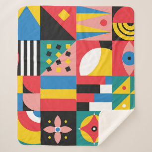 Cobertor Sherpa Ilustração de Formas Coloridas Neo Geométricas