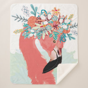 Cobertor Sherpa Ilustração de moda com flamingoflami rosa desenhad