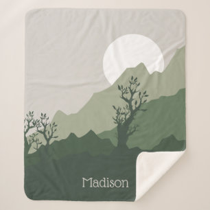 Cobertor Sherpa Ilustração de Natureza de Nome Personalizado