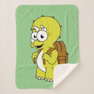 Cobertor Sherpa Ilustração De Tricerátops Com Mochila.