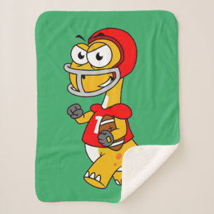 Cobertor Sherpa Ilustração De Um Brontossauro Jogando Futebol.