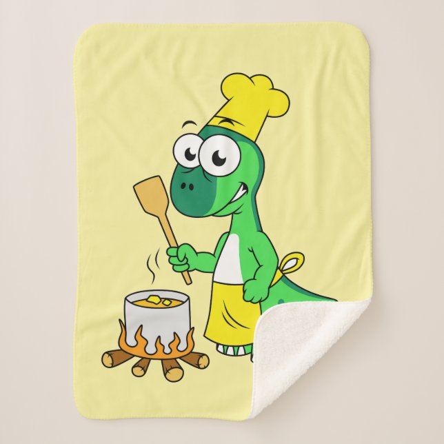 Cobertor Sherpa Ilustração De Um Cozinhar De Dinossauro Parasaurol (Frente)