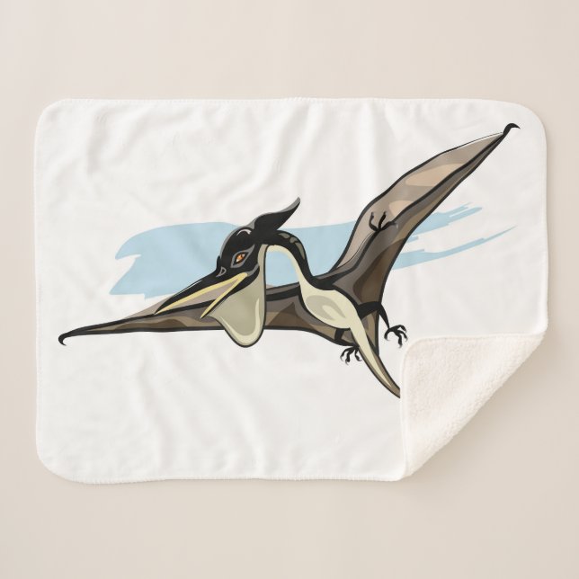 Cobertor Sherpa Ilustração De Um Dinossauro Pteranodon. (Frente (Horizontal))