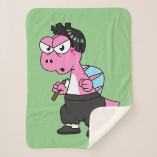 Cobertor Sherpa Ilustração De Um Espinossauro Bruce Lee.