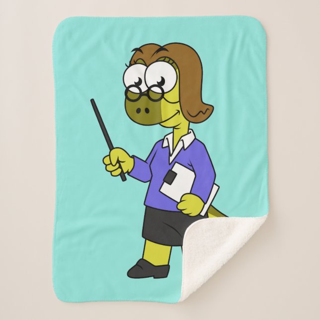 Cobertor Sherpa Ilustração De Um Professor De Paquicéfalossauro. (Frente)