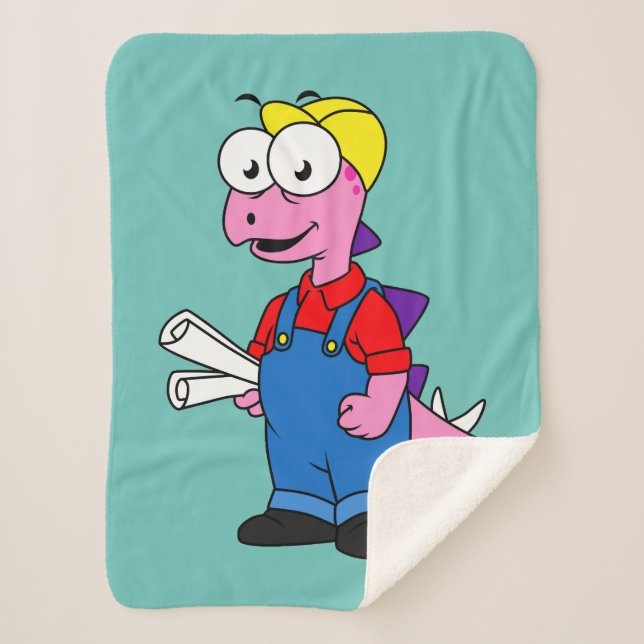 Cobertor Sherpa Ilustração De Um Trabalhador De Construção De Steg (Frente)