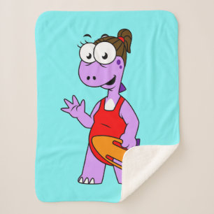 Cobertor Sherpa Ilustração De Um Tyrannosaurus Rex Lifeguard.