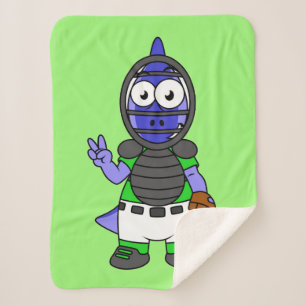 Cobertor Sherpa Ilustração De Uma Caçadora De Basebol De Parasauro