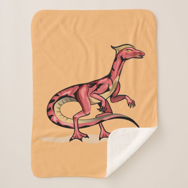 Cobertor Sherpa Ilustração De Velociraptor. (Frente)