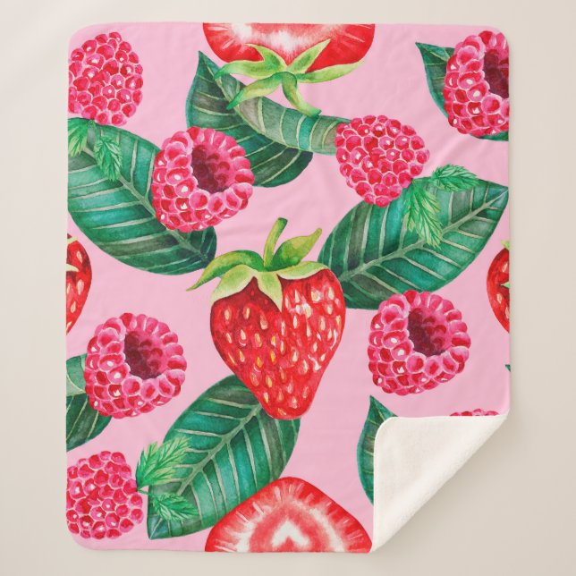 Cobertor Sherpa Ilustração do padrão desenhado a aquarela com (Frente)