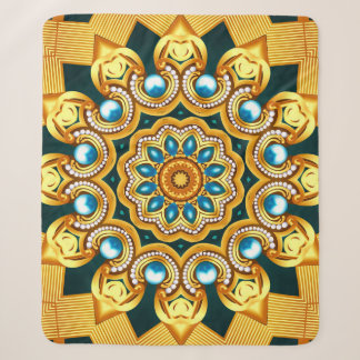 Cobertor Sherpa Ilustração Dourada de Quadro Decorativo de Pérolas