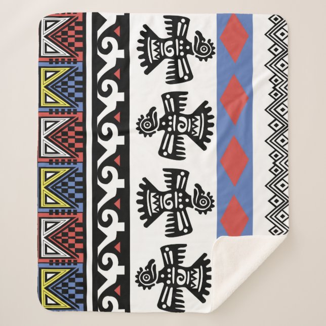 Cobertor Sherpa Ilustração Étnica Nativa Americana (Frente)