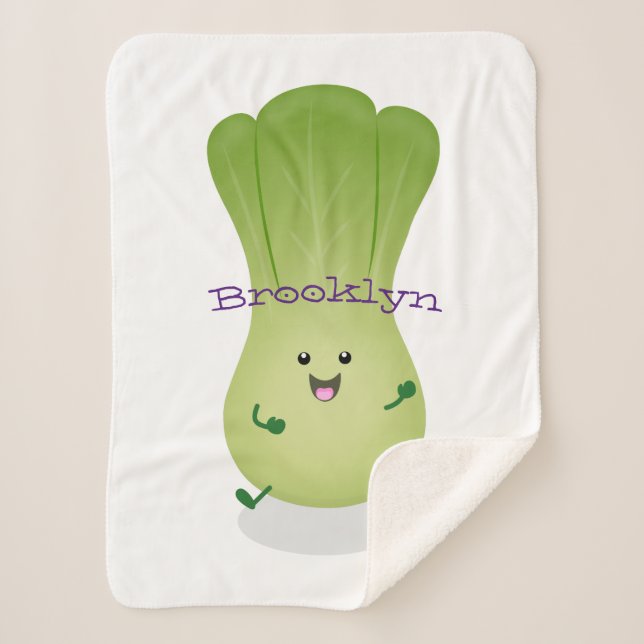 Cobertor Sherpa Imagem de desenho animado bonito de "baby bok choy (Frente)