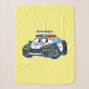 Cobertor Sherpa Imagem de desenho animado de carro da polícia fel