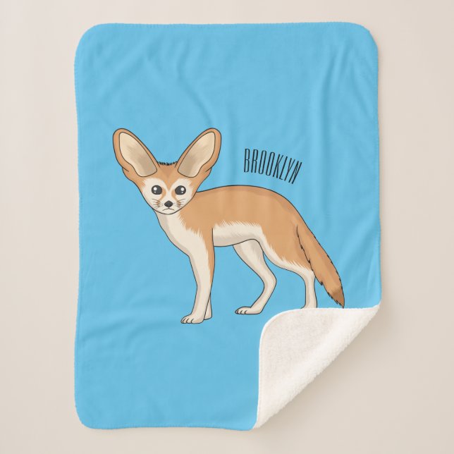 Cobertor Sherpa Imagem de desenho animado de fennec fox (Frente)
