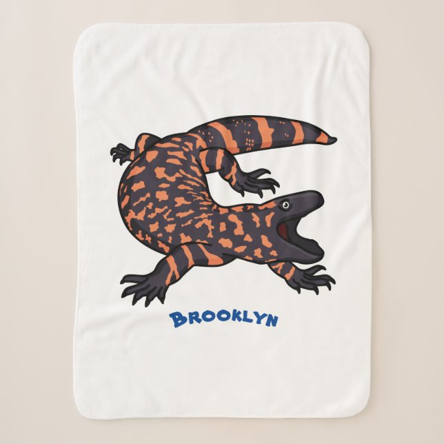 Cobertor Sherpa Imagem de desenho animado de lagarto monstro de gi (Frente)
