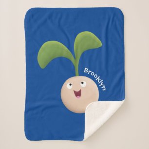 Cobertor Sherpa Imagem de desenho animado de sementes felizes e bo