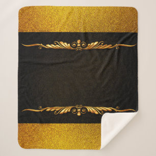 Cobertor Sherpa Imagem de fundo com quadro dourado floral