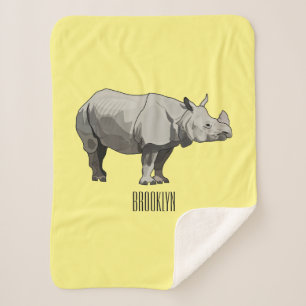 Cobertor Sherpa Imagem do desenho animado de Javan rhinoceros