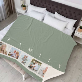 Cobertor Sherpa Imagem Personalizada de Colagem de Fotos da Famíli