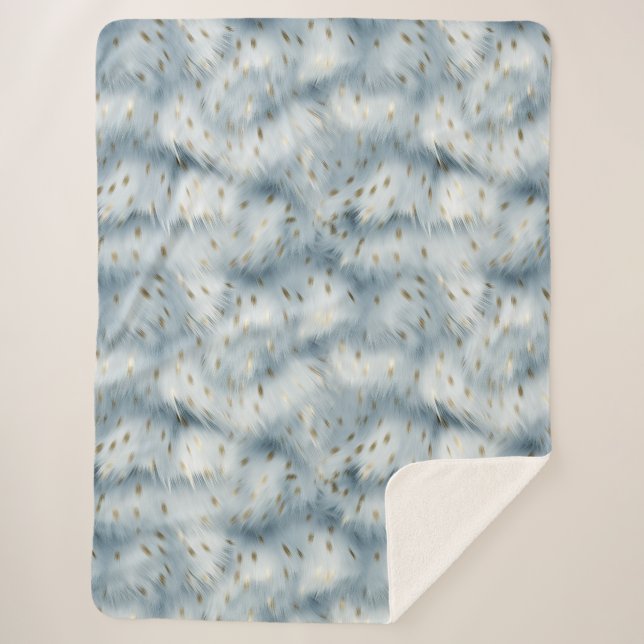 Cobertor Sherpa Impressão animal Dourada azul (Frente)