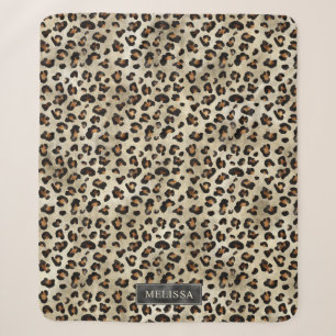 Cobertor Sherpa Impressão Animal Leopardo Com Folha Falsa Preta E