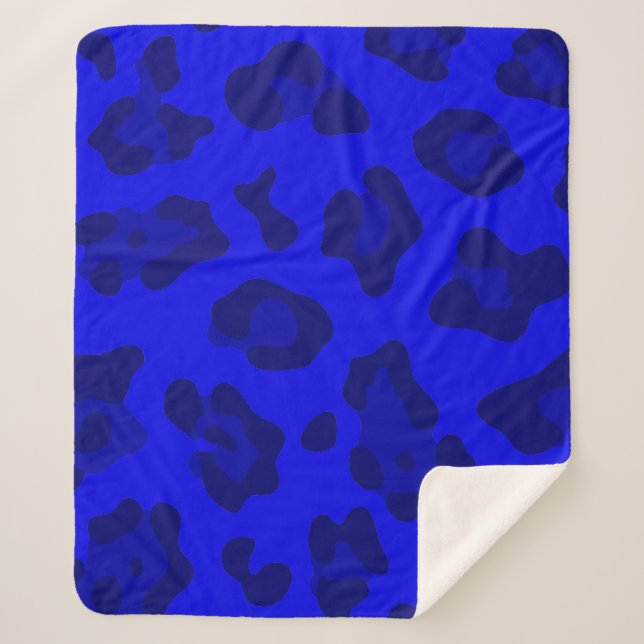 Cobertor Sherpa impressão azul-leopardo (Frente)