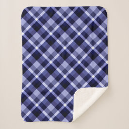 Cobertor Sherpa Impressão azul Marinho Xadrez  pequeno Sherpa Blan