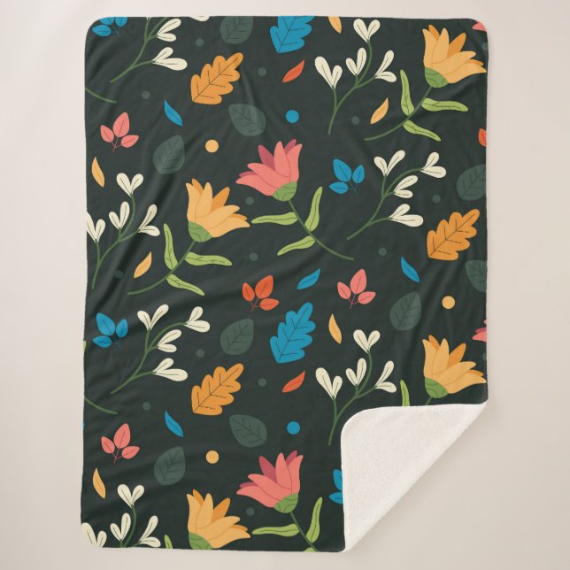 Cobertor Sherpa Impressão bobotânico preto (Frente)