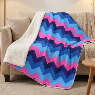 Cobertor Sherpa Impressão-Cevon Azul-Rosa legal Grande Sherpa Blan