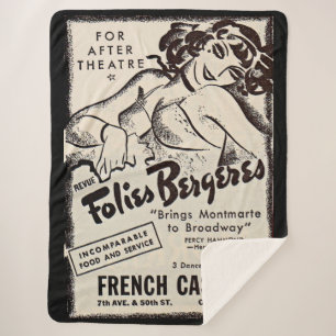 Cobertor Sherpa impressão de anúncio dos Folies Bergere dos anos 1