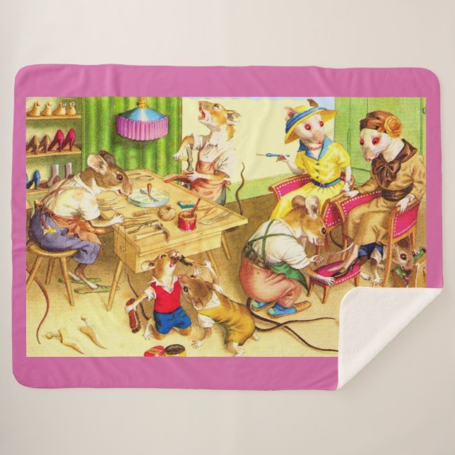 Cobertor Sherpa Impressão de calçado de ratinhos para manutenção (Frente (Horizontal))