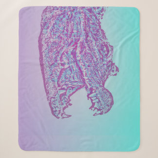 Cobertor Sherpa Impressão de crocodilo azul e roxo