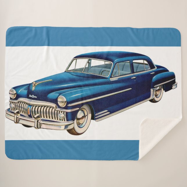 Cobertor Sherpa impressão de DeSoto azul 1950 (Frente (Horizontal))