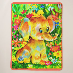 Cobertor Sherpa impressão de elefante bebê