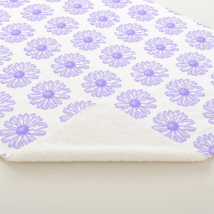 Cobertor Sherpa Impressão de Flor de Daisy Purple Pastel, Hippie F