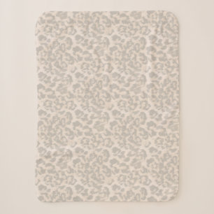 Cobertor Sherpa Impressão de leopardo bege.