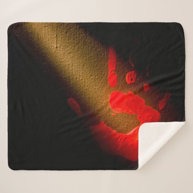 Cobertor Sherpa Impressão de Mão Vermelha (Frente (Horizontal))