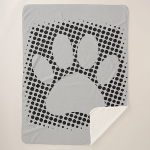 Cobertor Sherpa Impressão de Pata de Cachorro com Fundo de Meio-T