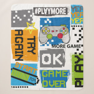 Cobertor Sherpa Impressão de pixel do jogo de tipografia. Ilustra