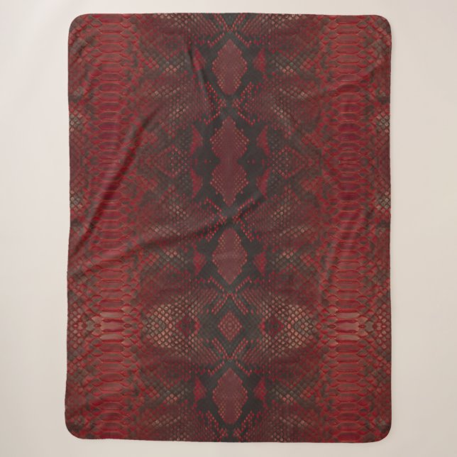 Cobertor Sherpa Impressão de Python Vermelho e Negro (Frente)