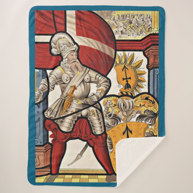 Cobertor Sherpa IMPRESSÃO de soldado suíço AD 1600 (Frente)