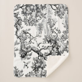 Cobertor Sherpa Impressão de Toile Preto