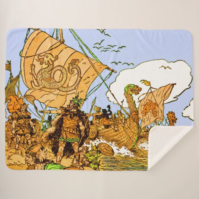Cobertor Sherpa Impressão de Vikings (Frente (Horizontal))
