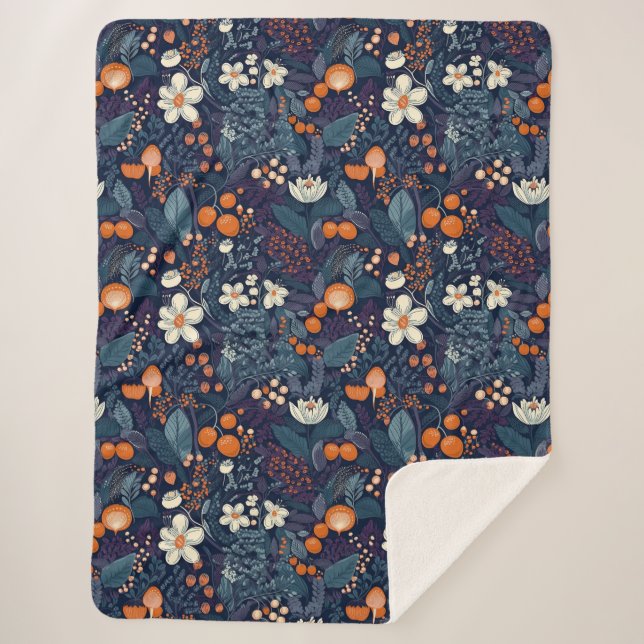 Cobertor Sherpa Impressão Floral escandinavo (Frente)