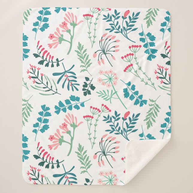 Cobertor Sherpa Impressão Floral Moderno (Frente)