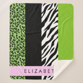 Cobertor Sherpa Impressão Leopardo, Impressão Zebra, Verde, Seu No
