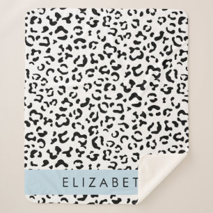 Cobertor Sherpa Impressão Leopardo, Manchas, Preto E Branco, Seu N