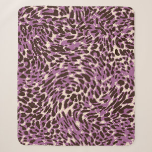 Cobertor Sherpa Impressão Leopardo, Padrão Animal Clássico.